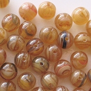 6mm Amber Striped Round Beads [50]