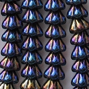 6x8mm Dark Blue Iris Bell Flower Beads [50]