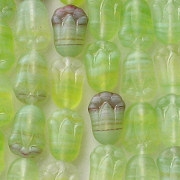 12mm Lime Swirl Matte Tulip Beads [50]
