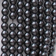 4mm Black Round Glass Pearls [118+]