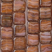 10mm Brown Striped Picasso Polished Square Beads [24]