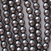 4mm Hematite-Colored Round Glass Pearls [118+]