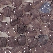 6mm Purple/Blue Striped Heart Beads [100]