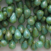 6mm Turquoise Picasso Teardrop Beads [100]