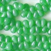 6mm Green Opalescent Teardrop Beads [100]