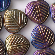 18mm Blue/Purple Metallic Leaf Beads [15]