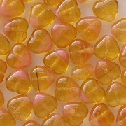 6mm Orange/Pink Heart Beads [100]