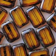 12mm Topaz Picasso Polished Rectangle Beads [20]