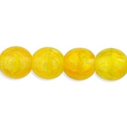 6mm Milky Yellow Swirl Round Beads [50] (see Comments)