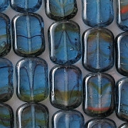 12mm Blue/Green Picasso Polished Rectangle Beads [20] (see Defects)