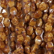 5mm Mottled Brown Pinched Oval Beads [100]