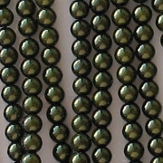 4mm Dark Olive Round Glass Pearls [115+]