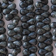 6mm Black Picasso Matte Teardrop Beads [100]