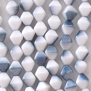 6mm White/Blue Bicone Beads [50]