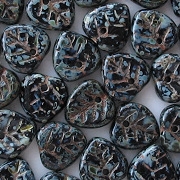 10mm Black Picasso Leaf Beads [50]