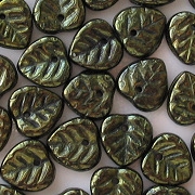 10mm Metallic Green Leaf Beads [50]