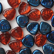 9mm Orange/Dark Blue Iris Leaf Beads [50]