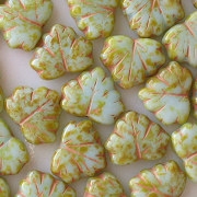 10x13mm Light Blue Picasso Maple Leaf Beads [15]