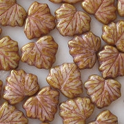 10x13mm Pink Picasso Maple Leaf Beads [15]
