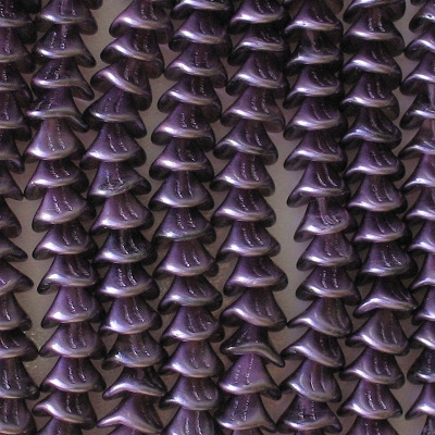 10x12mm Purple Satin Coated 3-Petal Flower Beads [21] (odd lot)