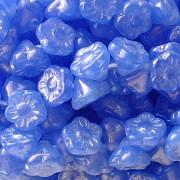 7mm Blue Opalescent Luster Flower Button Beads [50]
