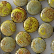 11mm Chartreuse Picasso Tablet Beads [15]