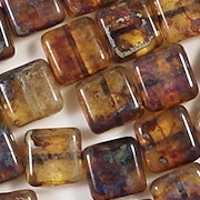 10mm Topaz Picasso Square Beads [20]