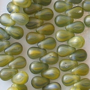 6mm Olive Swirl Matte Teardrop Beads [100]