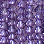 5x6mm Purple Coated Bell Flower Beads [50]