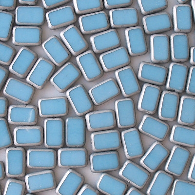 12mm Baby Blue/Silver Polished Rectangle Beads [20]