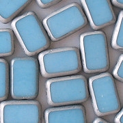 12mm Baby Blue/Silver Polished Rectangle Beads [20]