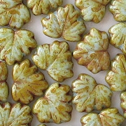 10x13mm Light Blue Picasso Maple Leaf Beads [15]