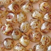 8mm Clear/White Picasso Mushroom Button Beads [15]