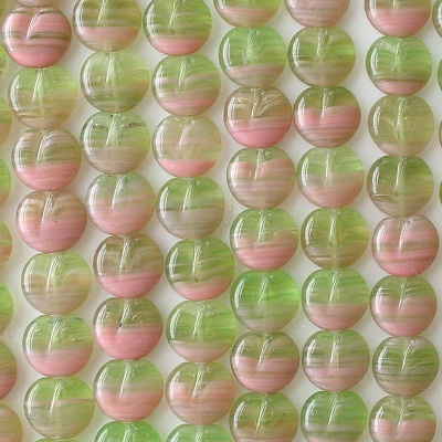 11x12mm Green/Pink Apple Beads [50]