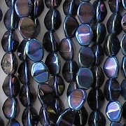 5mm Dark Blue Iris Pinched Oval Beads [100]