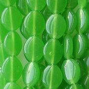 10mm Milky Green Flat Oval Beads [50]