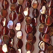 5mm Ruby/Bronze Pinched Oval Beads [100]