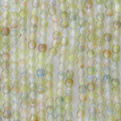 4mm Lime Green Multicolored Matte Round Beads [100]