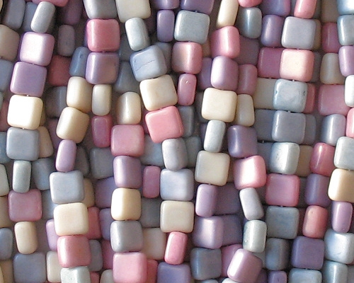 6mm Mixed Pastel Square Beads [50]