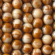 6mm Beige/Brown Marbled Round Beads [50]