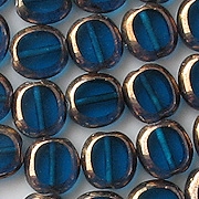 10mm Dark Aqua Bronze Polished Oval Beads [20]