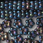 3x7mm Dark Blue Iris Flower Spacer Beads [100]