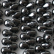 6mm 'Hematite' Glass Teardrop Beads [100]