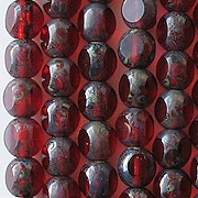8mm Fuchsia Picasso 3-Cut Round Beads [25]