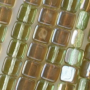 6mm Chrysolite Green Celsian Square Beads [50]