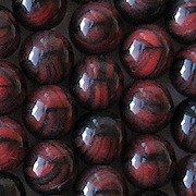 10mm Red/Black Tiger Round Beads [25]