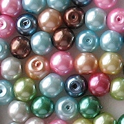 6mm Mixed-Color Chinese Round Glass Pearls [50] (see Defects)