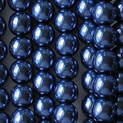 6mm Royal Blue Round Glass Pearls [75] (see Defects)