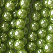 6mm Olive Green Round Glass Pearls [75]