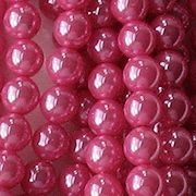 6mm 'Hot Pink' Round Glass Pearls [75] (see Comments)